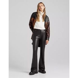 ASOS Bershka Faux Leather Flare Pants